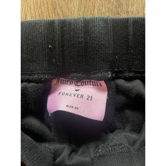 Juicy Couture X Forever 21 Black Rhinestones Velour Track Pants Joggers Medium - Picture 2 of 3